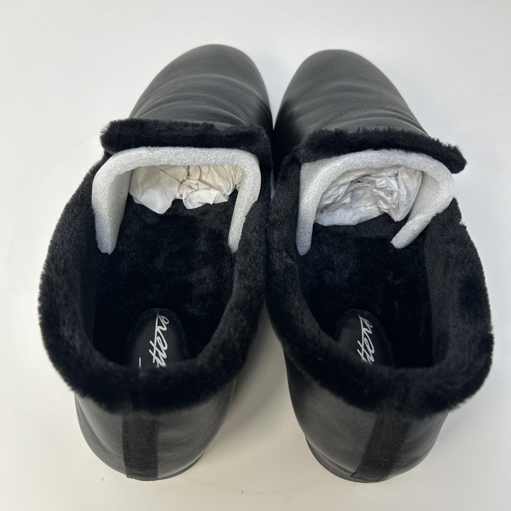 Trotters Glory Women's Loafers Black Leather Faux Fur Lined 7W 7 Wide NIB - Picture 5 of 12
